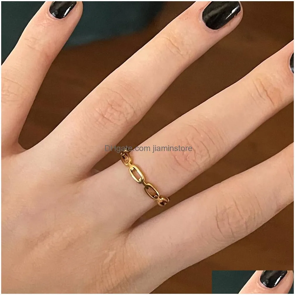 Band Rings Punk Gold Thin Chain Rings Set For Women Girls Fashion Irregar Finger Gift 2023 Female Jewelry Drop Delivery Jewelry Ring Dhhj9