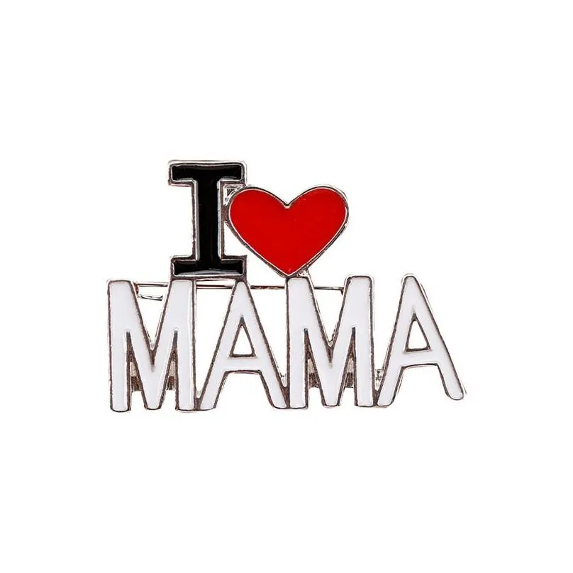 Pins, Brooches Brooches Pin For Women Men I Love Family Mom Dad Son Badge And Pins Dress Cloths Bags Decor Cute Enamel Metal Jewelry G Dhclx