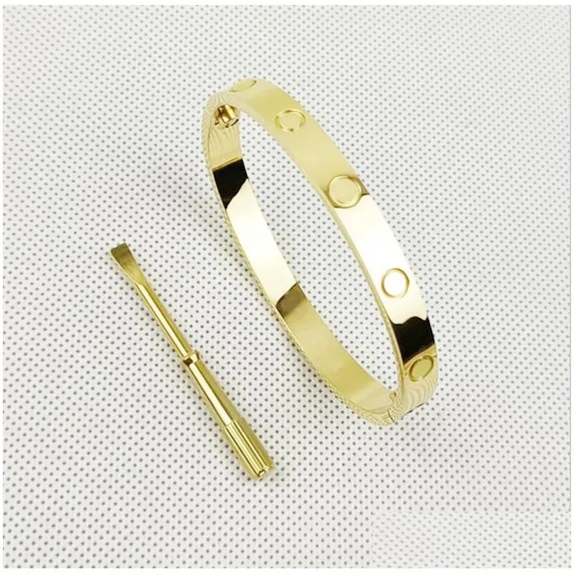 Designer Luxury Jewelry Women Screw Bracelets Classic 5.0 Titanium Steel Alloy Bangle Gold-Plated Craft Colors Gold Silver Rose Never Fade Not