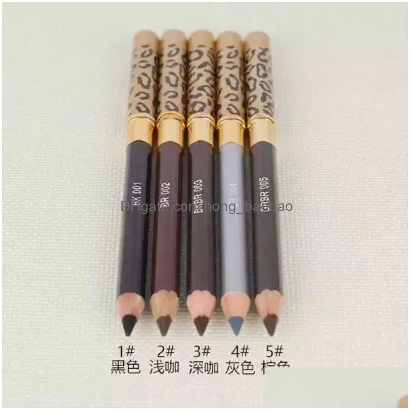  epacket arrival flamingos leopard professional make-up eyebrow pencil brushblack/brown/gray