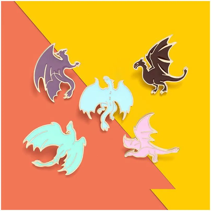 pink dinosaur enamel brooches pin for women girl fashion jewelry accessories metal vintage brooches pins badge wholesale gift