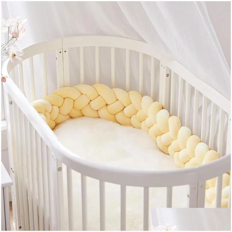 Bedding Sets 2M Baby Bumper Bed Braid Knot Pillow Cushion Solid Color For Infant Crib Protector Cot Room Decor Drop Ship