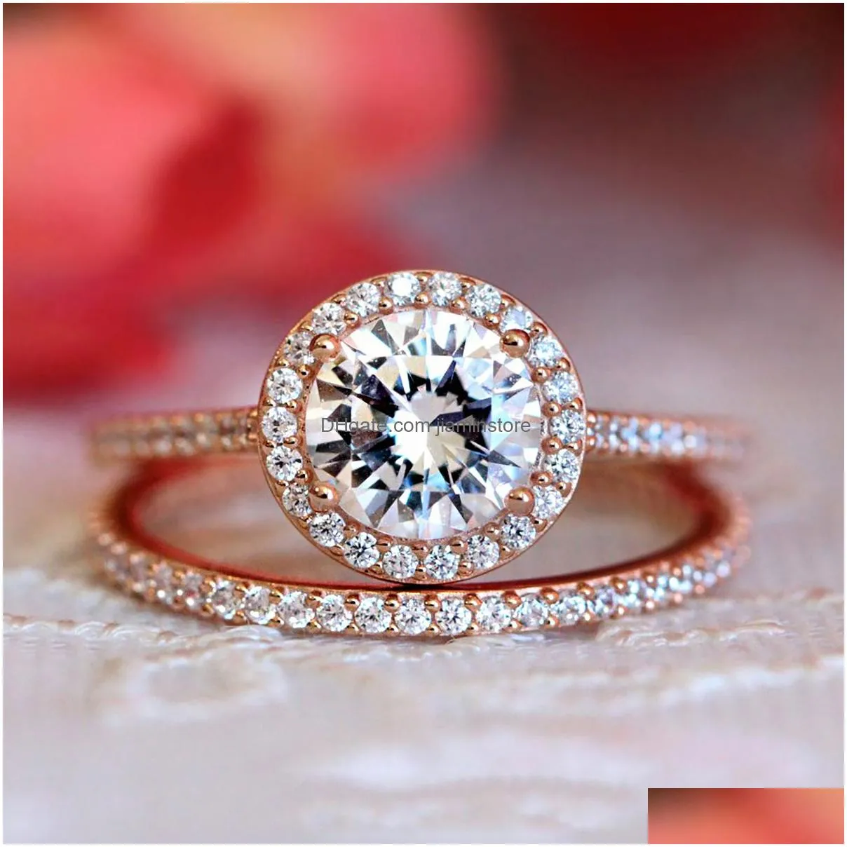 Band Rings Wedding Engagement Rings Set For Women Couple Square Sier Color Cubic Zircon Birde Ring Dazzling Fashion Jewelry Sr531-M Dr Dho7W