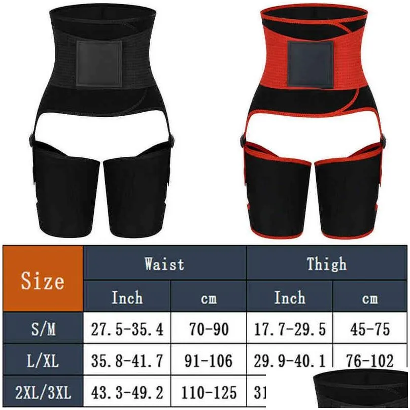 3 in 1 waist and thigh trimmer Double Compression Belt Leg Support Sweat Sauna Effect Neoprene Waist Trainer Butt Lifter Workout