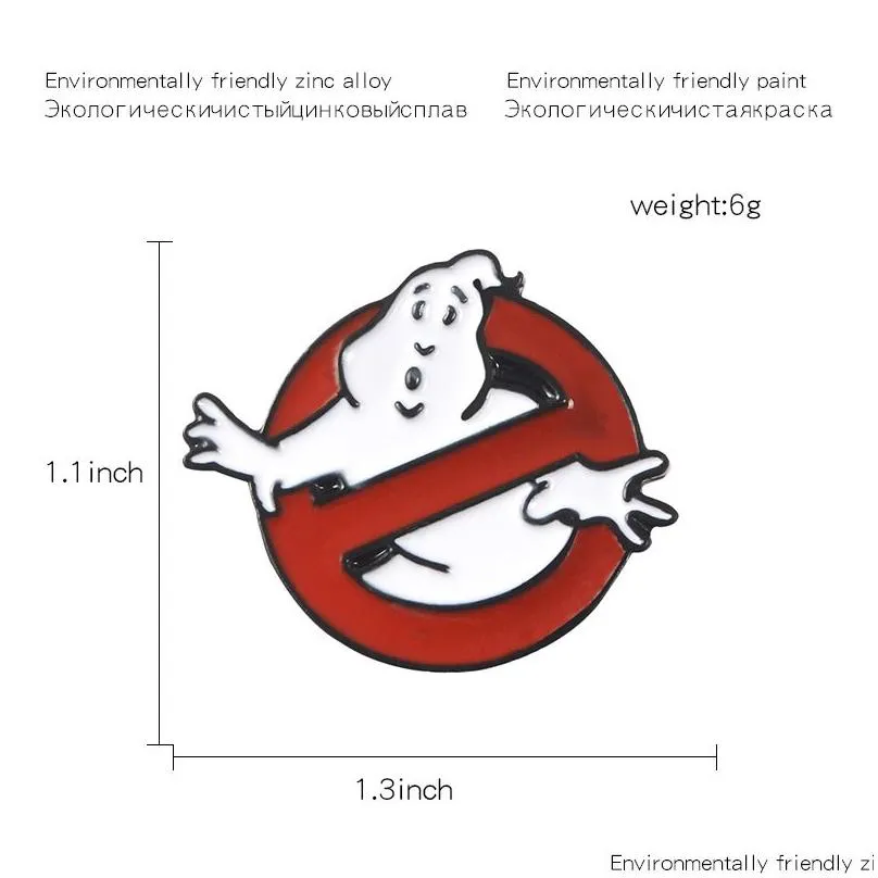 ghostbusters enamel pin white ghost badge brooch bag clothes lapel pin cartoon fun movie jewelry gift for fans friends