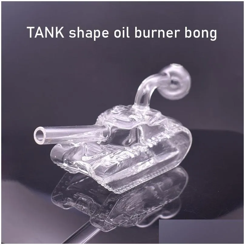 Mini TANK Glass Oil Burner Water Rig Small Glass Bongs Hookahs Downstem Filter Bubbler Ash Catcher Smoking Pipes Dab Rig with 14mm Male Glass Oi Burner
