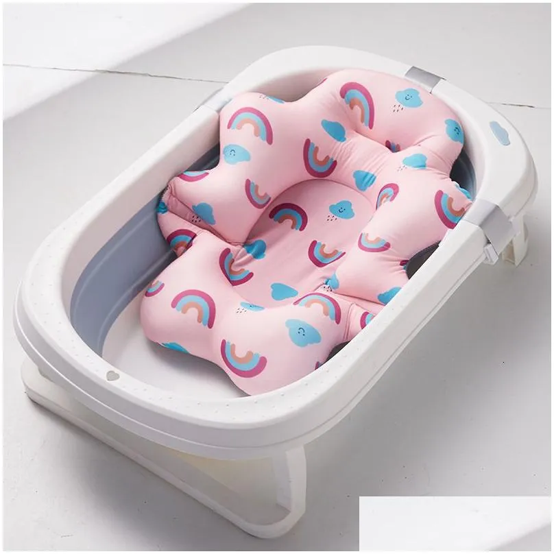 Bathing Tubs Seats Multifunctions Foldable Baby Bath Tub Pads Baby Bath Seat Support Mat borns Bathtub Anti-Slip Soft Breathable Body Cushion