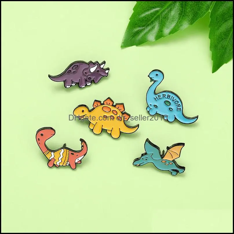 cute enamel brooches pin animal dinosaur for women girl fashion jewelry accessories metal vintage pins badge kids gift 2458 t2