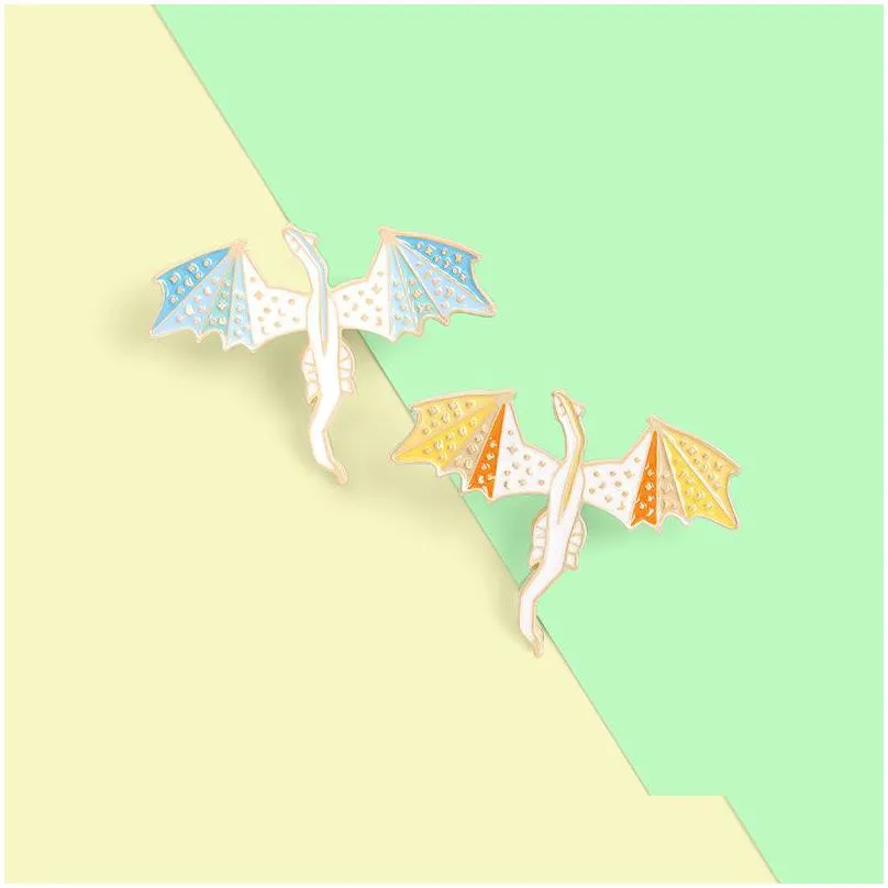 cute pterosaur enamel brooches pin for women girl fashion jewelry accessories metal vintage brooches pins badge wholesale gift