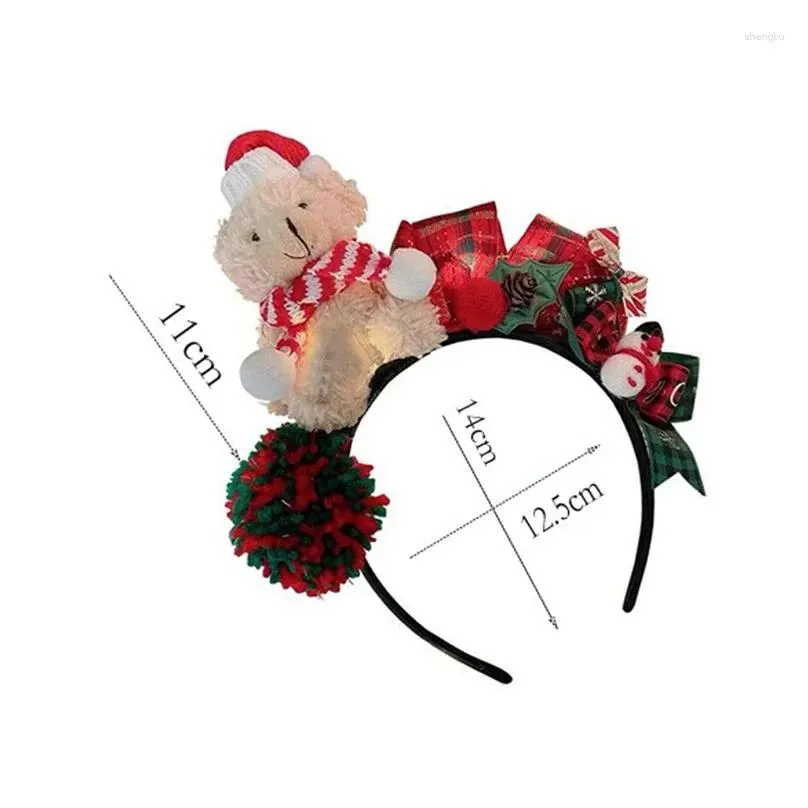 Hair Accessories Children Cute Bear Christmas Headband Girls Clips Red Bow Hairpins Cartoon Snowman Fur Ball Hat