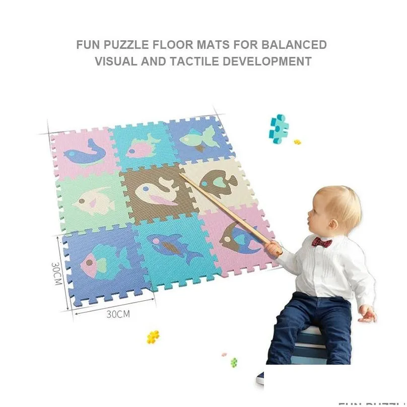 Baby Rugs Playmats EVA Foam Play Mat with Fence Baby Puzzle Jigsaw Floor Mats Thick Carpet Pad For Kids Educational Toys Activity Pad Random Color