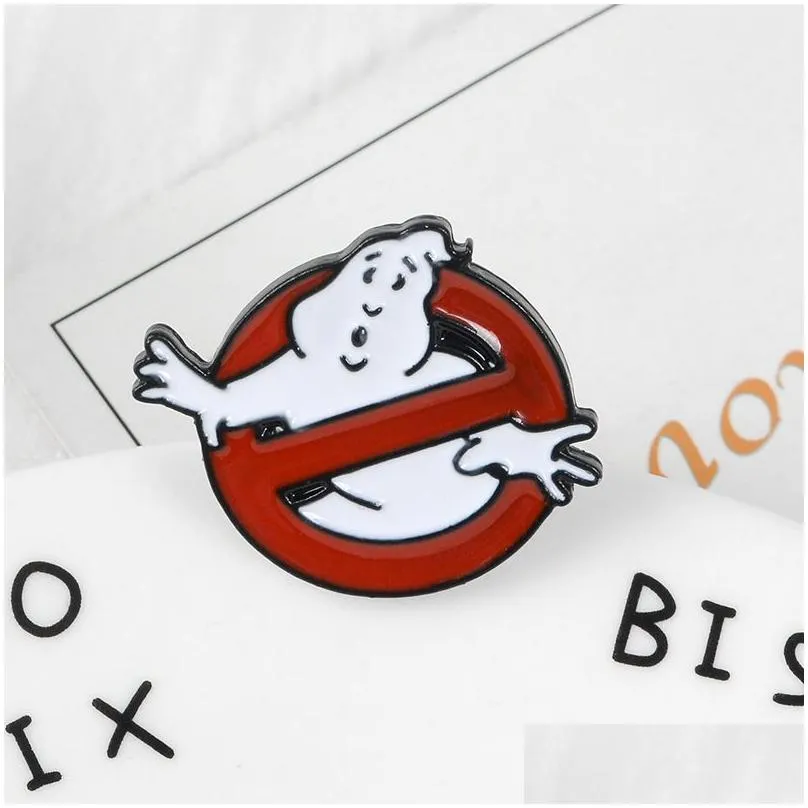 ghostbusters enamel pin white ghost badge brooch bag clothes lapel pin cartoon fun movie jewelry gift for fans friends