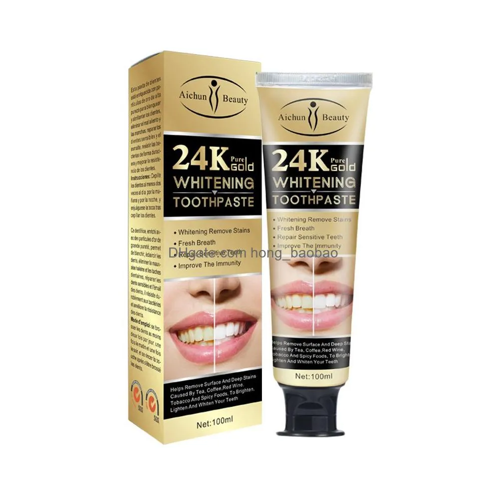 24k gold toothpaste dental care smoke stains breath freshening mouthguard oral cleaning whitening toothpaste