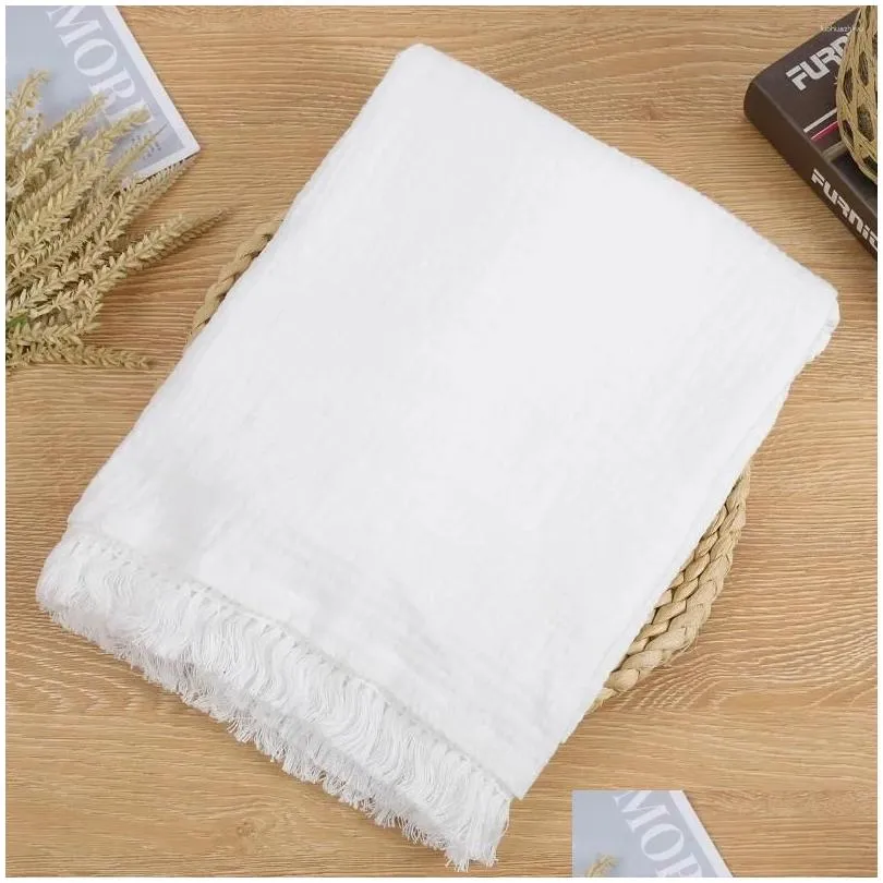 Blankets Double Layer Cotton Yarn Baby Muslin Tassels Swaddle Soft Born Wrap Receiving Blanket Sleeping Diapers Bath Towel