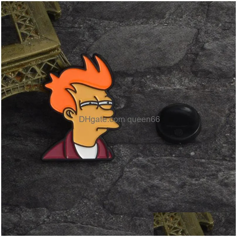 futurama brooches philip j. fry enamel pins tv show badges cartoon figure jewelry gift for fans