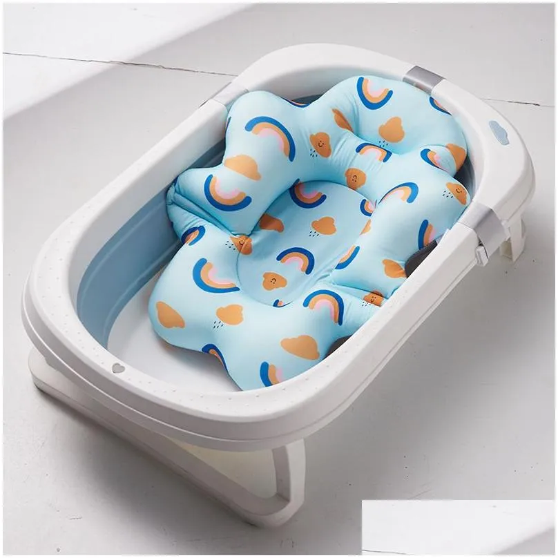 Bathing Tubs Seats Multifunctions Foldable Baby Bath Tub Pads Baby Bath Seat Support Mat borns Bathtub Anti-Slip Soft Breathable Body Cushion