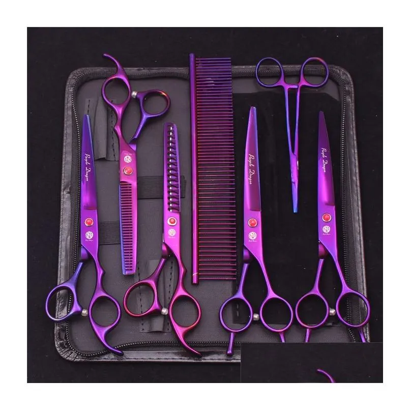 Hair Scissors 7`` Dog Grooming Scissors Thinning Shears Professional Cat Pet Scissors Hemostatic Forceps Comb Hair Cutting High Quality Z3002