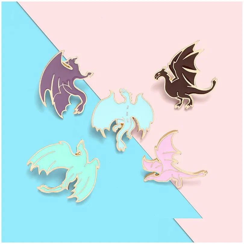 pink dinosaur enamel brooches pin for women girl fashion jewelry accessories metal vintage brooches pins badge wholesale gift