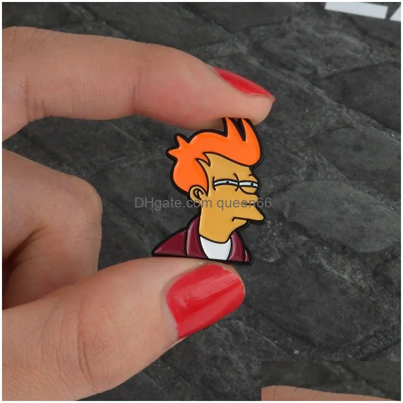 futurama brooches philip j. fry enamel pins tv show badges cartoon figure jewelry gift for fans