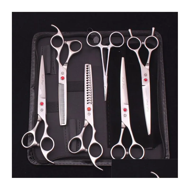 Hair Scissors 7`` Dog Grooming Scissors Thinning Shears Professional Cat Pet Scissors Hemostatic Forceps Comb Hair Cutting High Quality Z3002