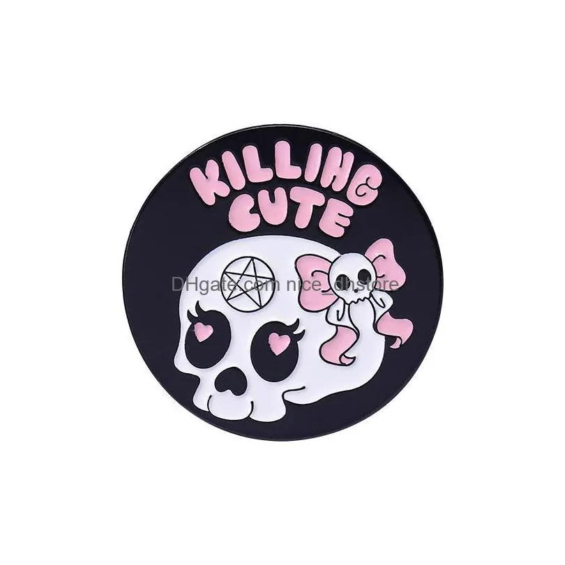 pink punk enamel pins custom witch bear tongue ghost call brooches lapel badges gothic halloween jewelry gift for friends