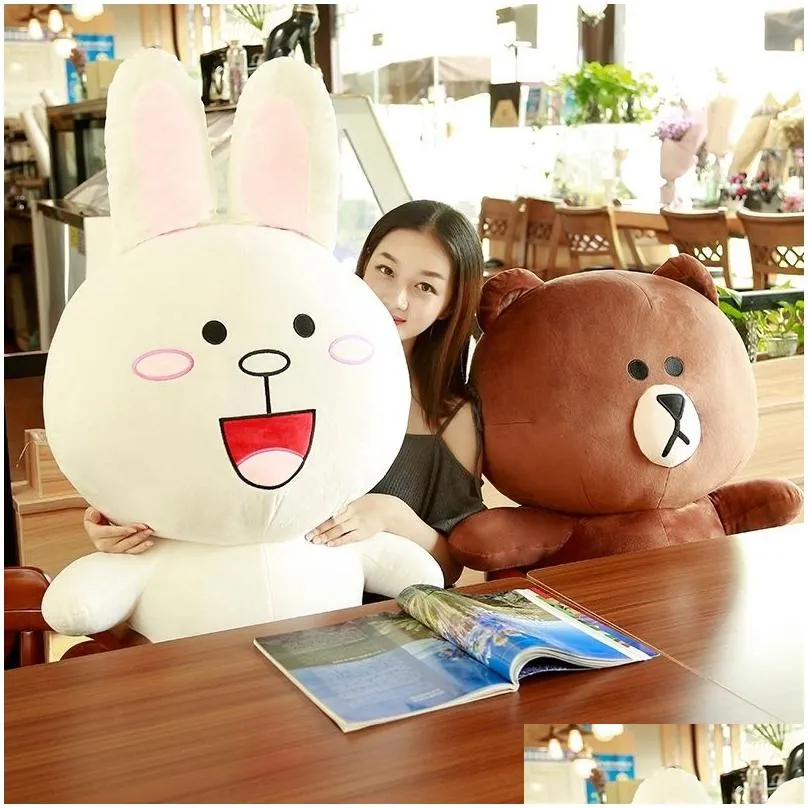 Big size Brown bear Cony rabbit plush doll soft cute stuffed toys girlfriend Couple gifts Valentine`s Day present LJ201126