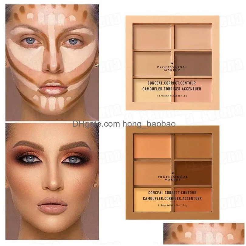 brand 6 colors eye concealer highlighter corrector powder palette contouring highlighter bronzer face makeup powder