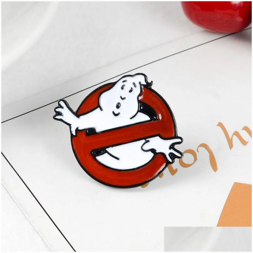 ghostbusters enamel pin white ghost badge brooch bag clothes lapel pin cartoon fun movie jewelry gift for fans friends