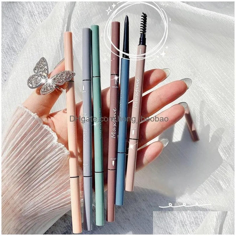 maxfine ultra fine triangle eyebrow pencil precise brow definer long lasting waterproof morandi cool brown eyebrow makeup 6 color