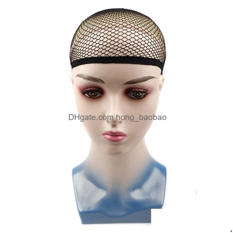 stretchable elastic hair net black liner weaving cap comfortable hairnets open ended fishnet wig cap for women high quality