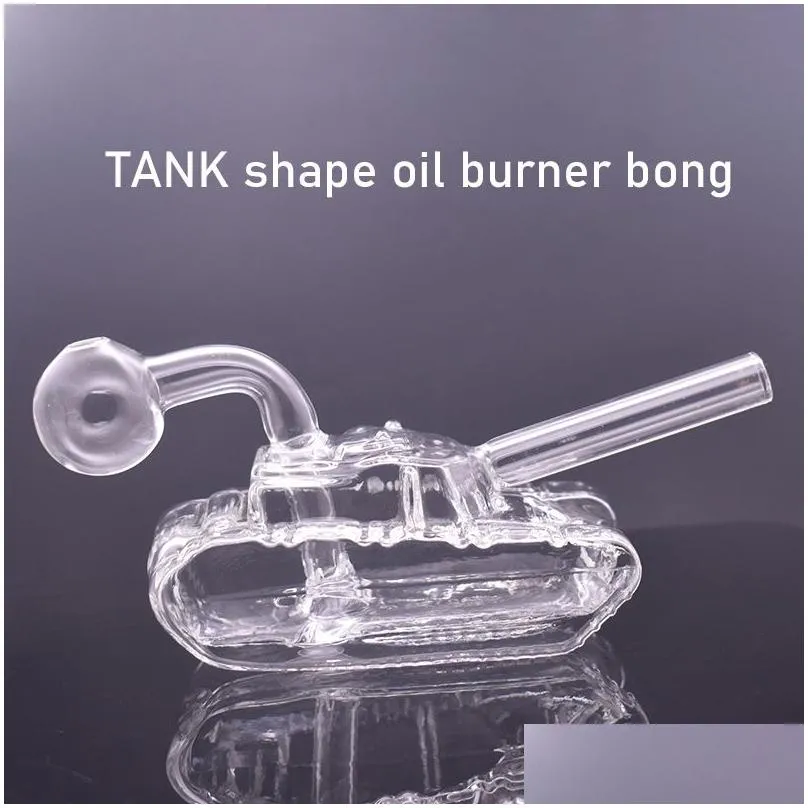Mini TANK Glass Oil Burner Water Rig Small Glass Bongs Hookahs Downstem Filter Bubbler Ash Catcher Smoking Pipes Dab Rig with 14mm Male Glass Oi Burner