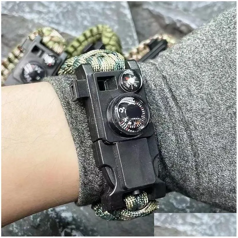 bangle multifunctional outdoor bracelet emergency woven life-saving compass fishing gear set wilderness adventures hand ropebangle