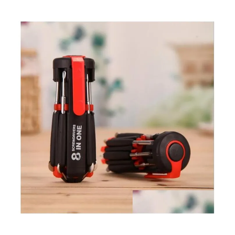 Multi-Screwdriver Torch 8 in 1 Screwdrivers with 6 LED Powerful Torch Tools Light up Flashlight Screw Driver Home Repair Tool CCA10416