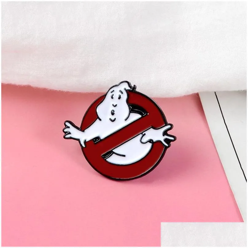 ghostbusters enamel pin white ghost badge brooch bag clothes lapel pin cartoon fun movie jewelry gift for fans friends