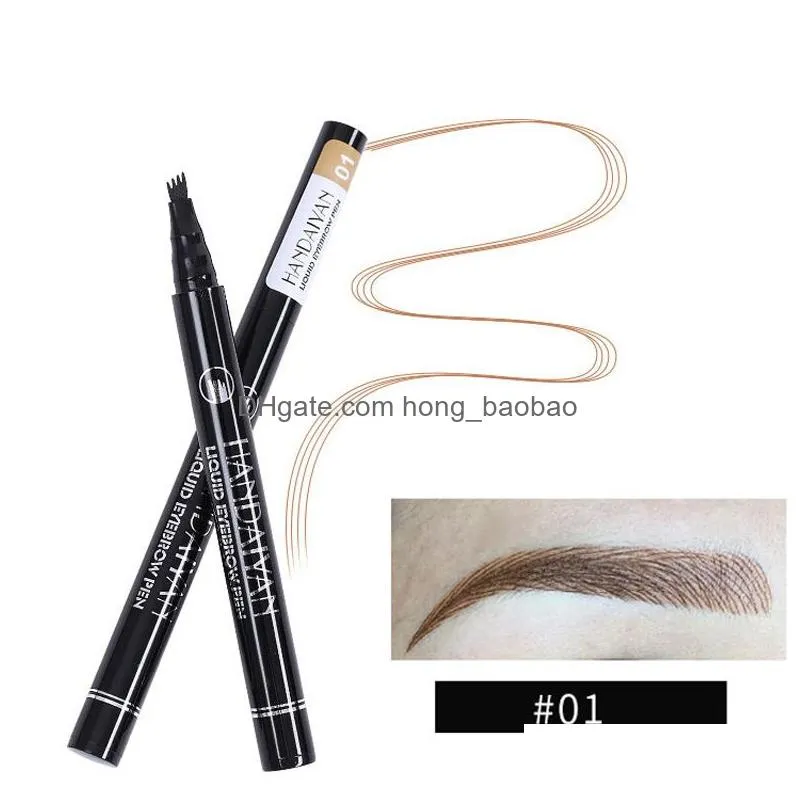 10pcs/lot drop handaiyan eyebrows 4 fork micro-carving liquid eyebrow pencil very fine waterproof tint eye brow tattoo pen eyebrow