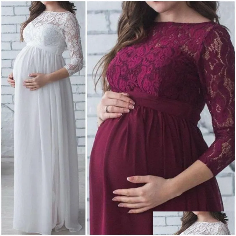 Maternity Dresses Pregnant Women Baby Shower Dress Pography Props Pregnancy Clothes Lace Maxi Gown For Po Shoot