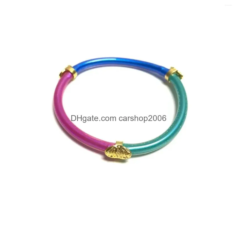 bangle trendy colour mixture silicone bracelet en acier inoxydable womens non-tarnish gold jewelry