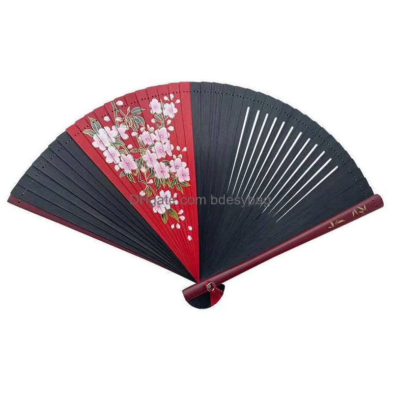 Chinese Style Products Chinese Style Products 18Cm Color Art Craft Hand Fan High Quality Whole Bamboo Folding Gifts For Wedding Party Dhij1