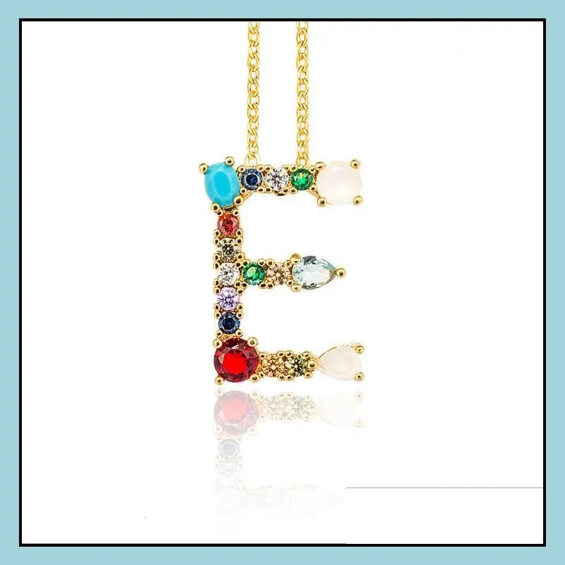 Pendant Necklaces 26 Initial Letter Pendant Necklaces For Women Gold Color Colorf Stones Alphabet A To Z Jewelry Diy Mix Drop Delivery Dhpea