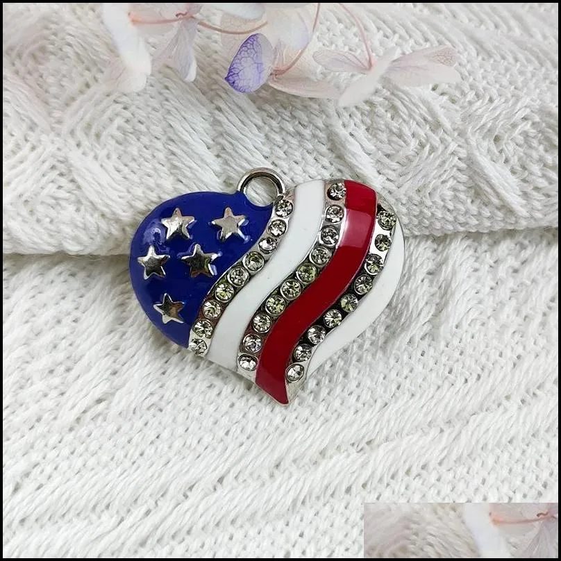 Pendant Necklaces 10Pcs/Lot Christmas Pendants Drop Ornament Halloween Valentines Day Stripe Star Rhinestone Charms For Chunky Jewelry Dhde2