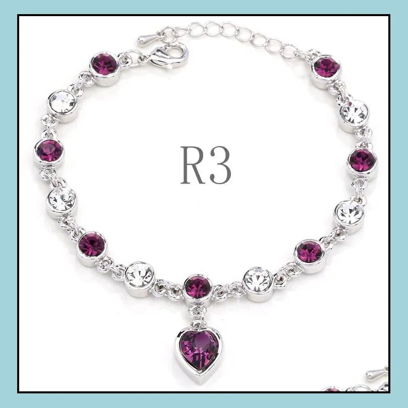 Charm Bracelets Constellation Design Love Heart Charms Bracelet Romantic Crystal Elements Charm Sier Bracelets Jewelry Women Valentine Dhigl