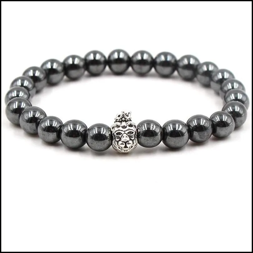 Charm Bracelets Buddha Bracelet Men Bracelets Dragon 8Mm Stone Beads Elastic Braslet Mens Jewelry Drop Delivery Jewelry Bracelets Dh68A