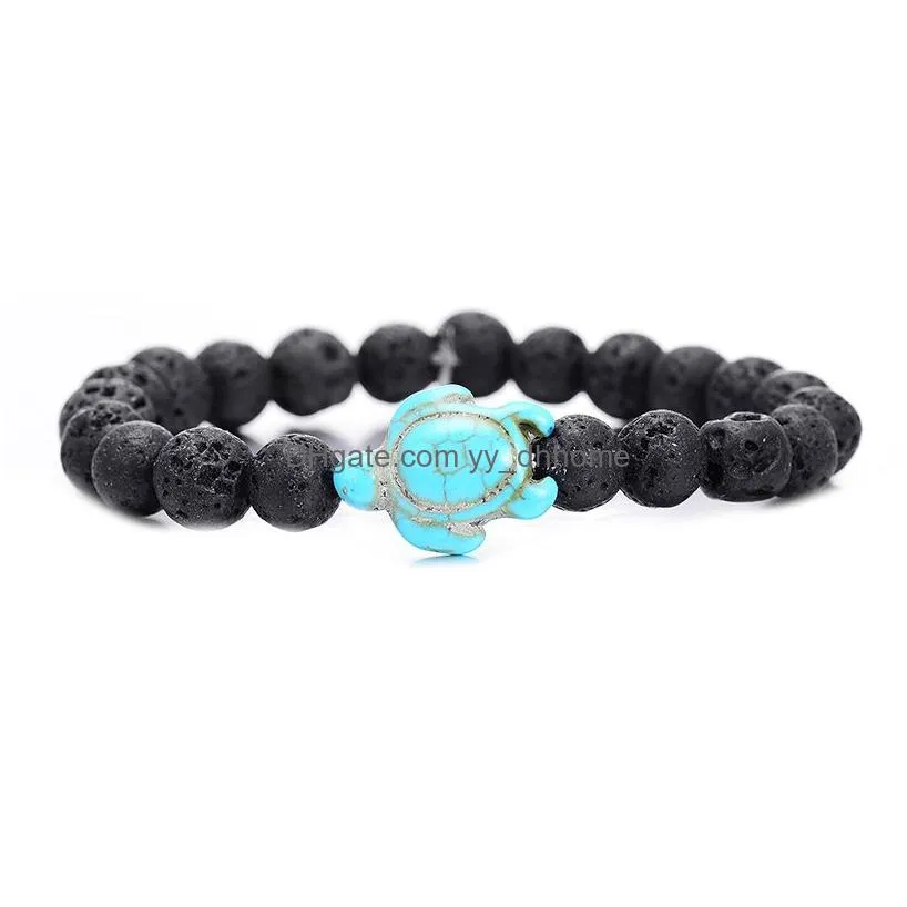 8mm black lava stone turquoise bead cross toutoise bracelet essential oil diffuser bracelet for women men jewelry