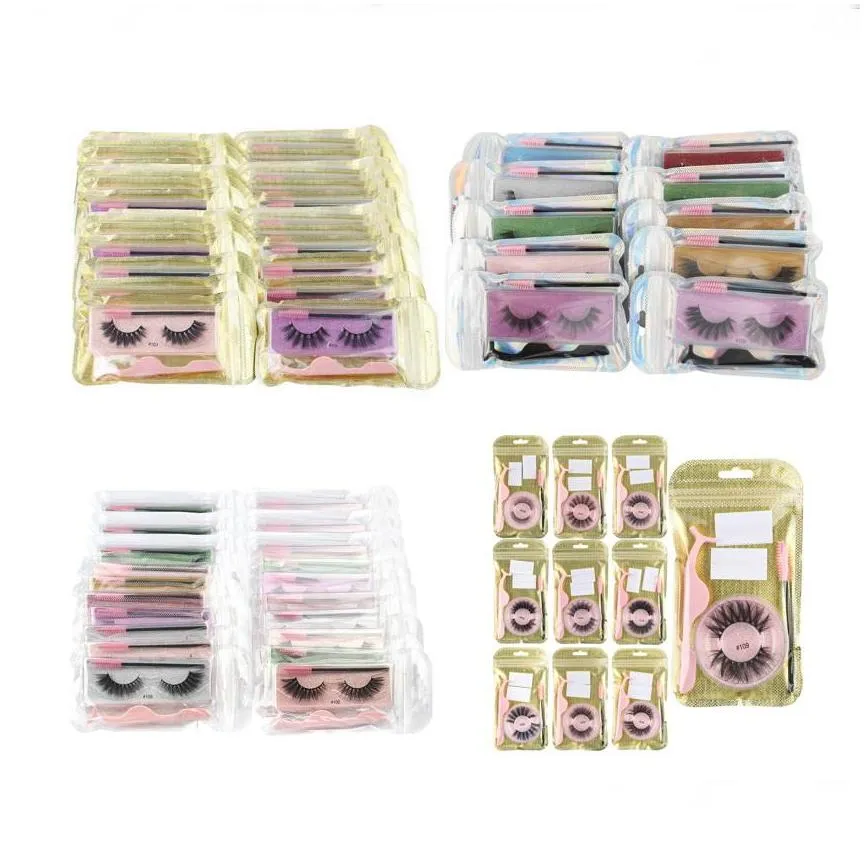 lash extensions whole sale beauty supply 3d lashes packaging eyelash combination color wiht curler brush natural thick cosmetics makeup