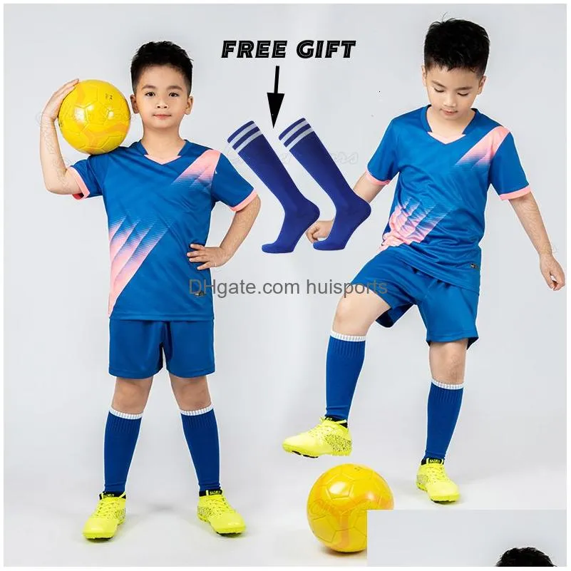 outdoor t-shirts boys football jersey tracksuit child soccer sports uniforms kids play ball sportswear kits vest childrens football suit socks