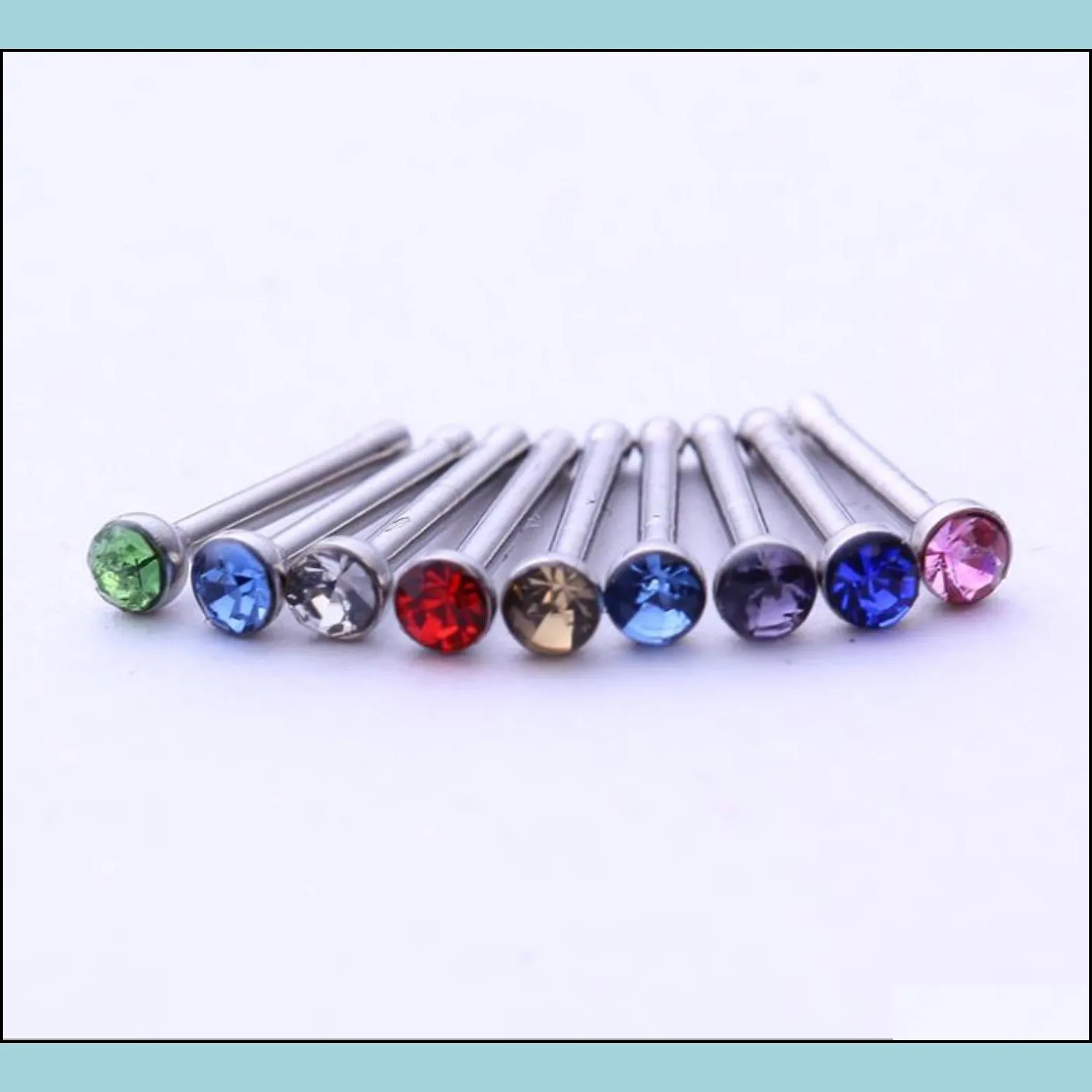 Nose Rings & Studs Rings Studs Jewelrypacked Europe 1.8Mm 316L Medical Titanium Steel Diamond Fake Nose Stud Ring Body Piercing Jewelr Dhafl