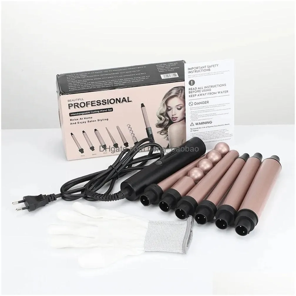 curling irons 6 in 1 professional hair curler long lasting fast heating iron wave wands rotating styling appliances 9 32mm 231202