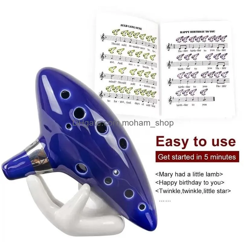 party favor 12 holes ocarina ceramic alto c with song book display stand party favor wly935