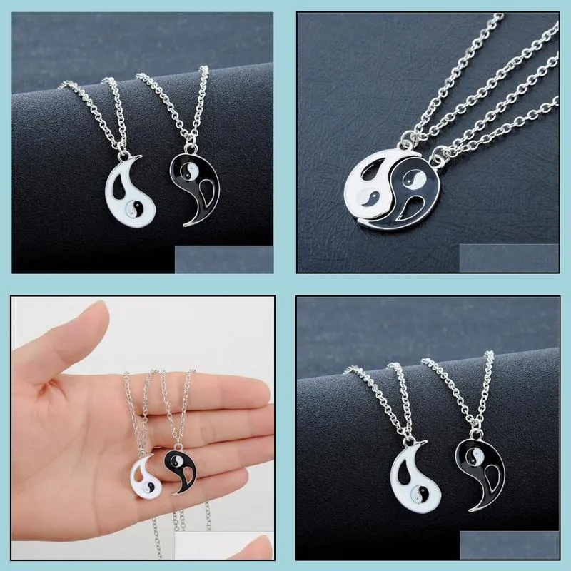  friends stitching necklaces for lovers charm pendant necklace colar masculino taiji gossip yin yang pendant couple necklace