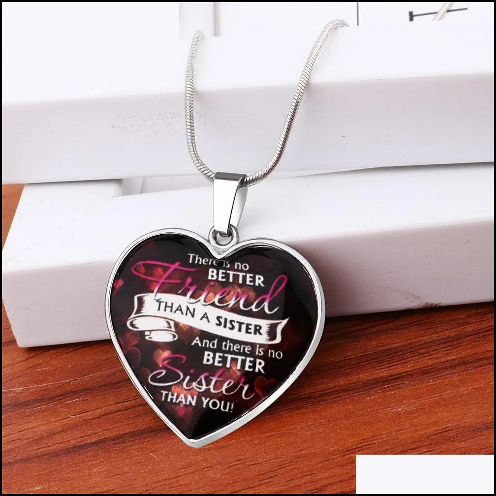 stainless steel necklace friend sister alloy pendant jewelry heart keychain